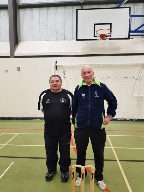 Organiser Peter Davies and umpire  Allan Hansen