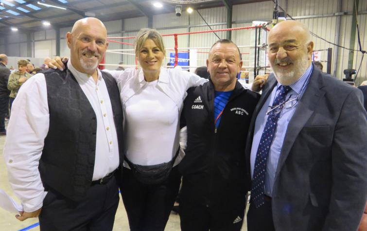 The events organisers Kevin and Hannah Jones, Graham Brockway and MC Bill Carne