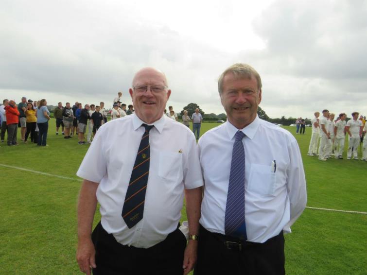 Umpires Arthur Brady and Steve Blowes
