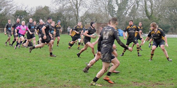 Owain Evans on a burst for Neyland