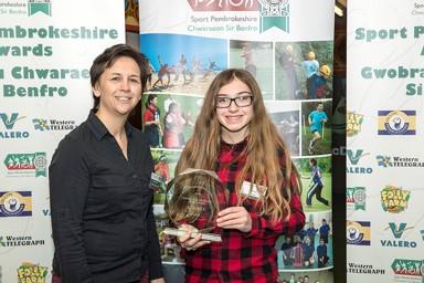 Lily Rice at the Sport Pembrokeshire Awards evening for 2016 