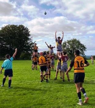 Crymych and Llangwm contest at the lineout