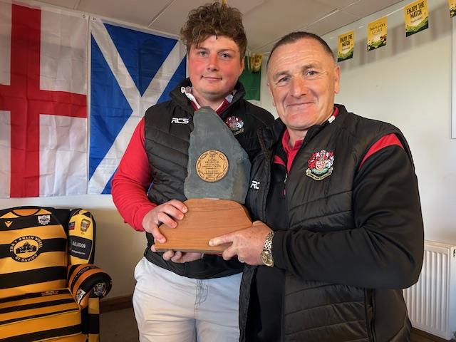 Lloyd Davies and Darrell Willington of Pembroke celebrate winning the Willington slate at St Davids