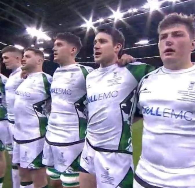 Lloyd at the Principality Stadium with Swansea University team mates