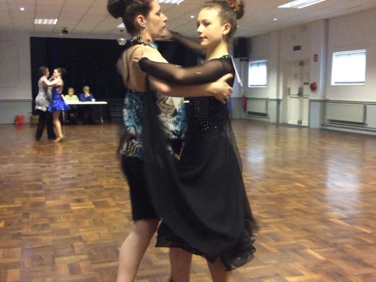 Lucy showing off her ballroom dancing skills
