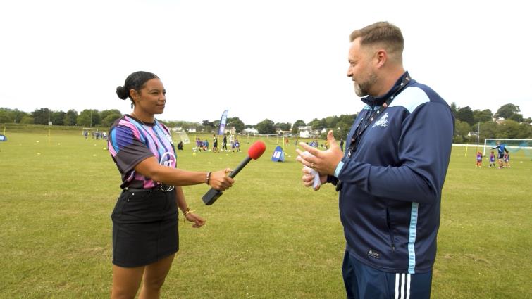 Lukas Gamble being interviewed