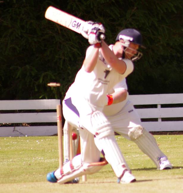 Graham Keen bowls Luke Brock