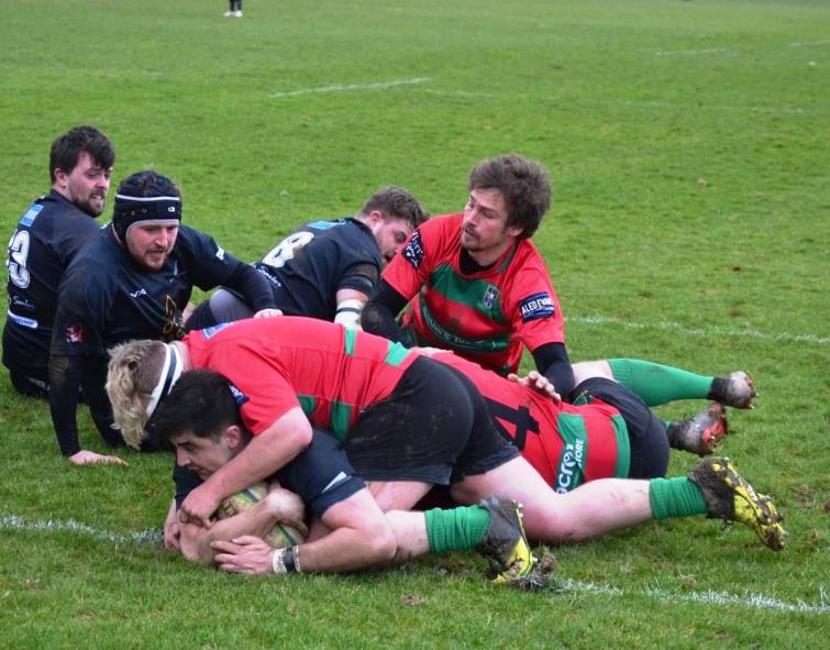 Luke scoring a try at Tregaron