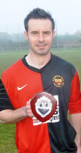 Matthew Freeman with silverware playing for Clarbeston Road