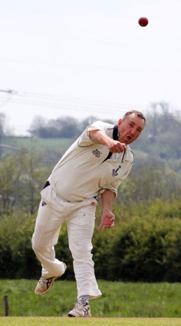 Matthew Johns bowling for Narberth. Picture by Susan McKehon