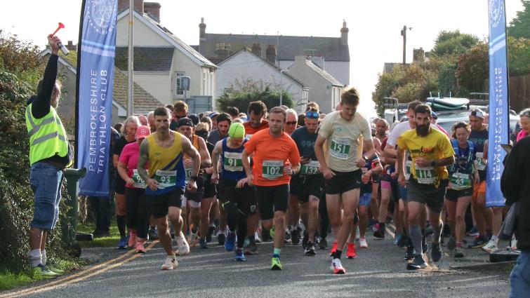 Marinus Peterson  (No 151)  at the  Half marathon start. Picture - Julia Barker