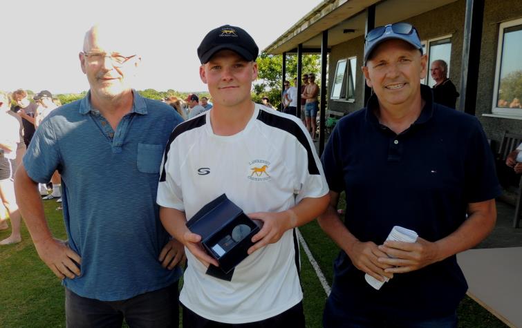 Kurtis Marsh with adjudicators Martin Fair and Richard Hayman