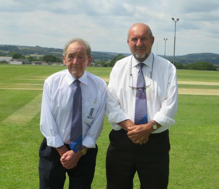 Umpires Mervyn John and Dave Brandon