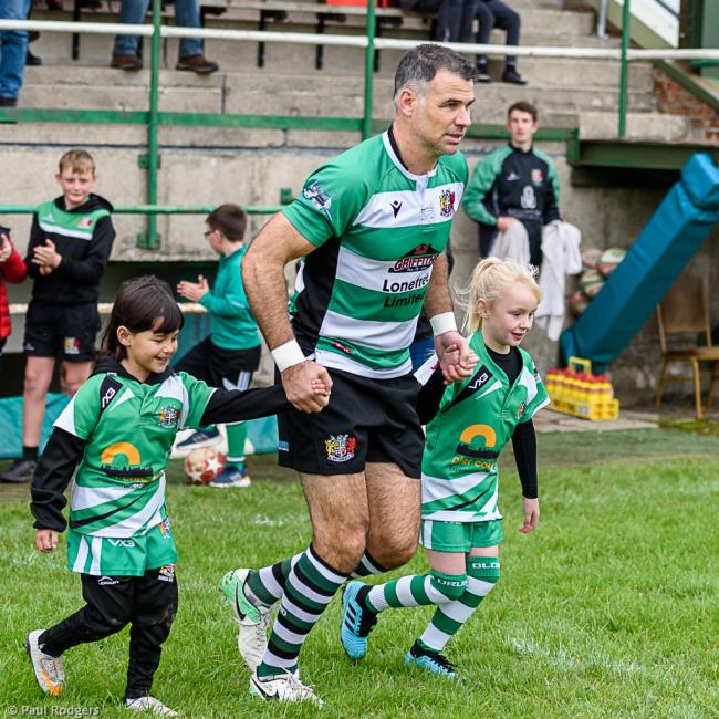 Mike Phillips and mascots. Picture Paul Rodgers