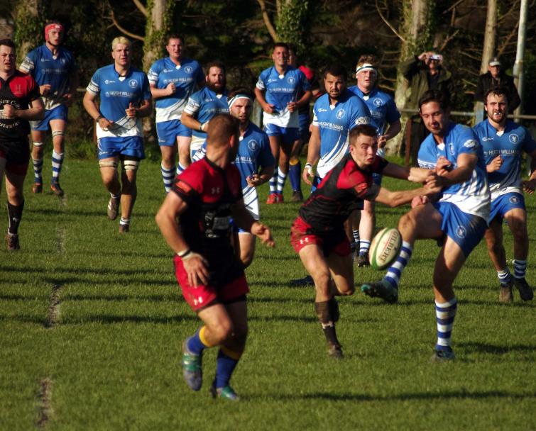 Outside half Mikey Jones chips ahead for Haverfordwest