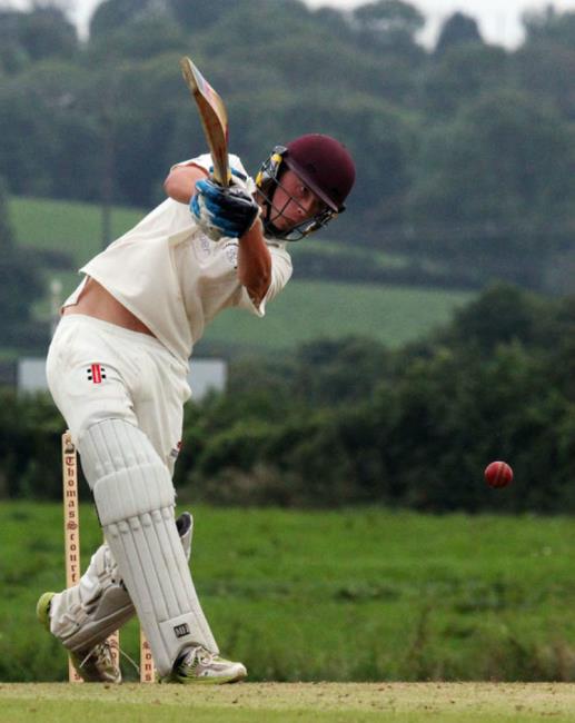 Noah Davies batting for Hook     Llangwm