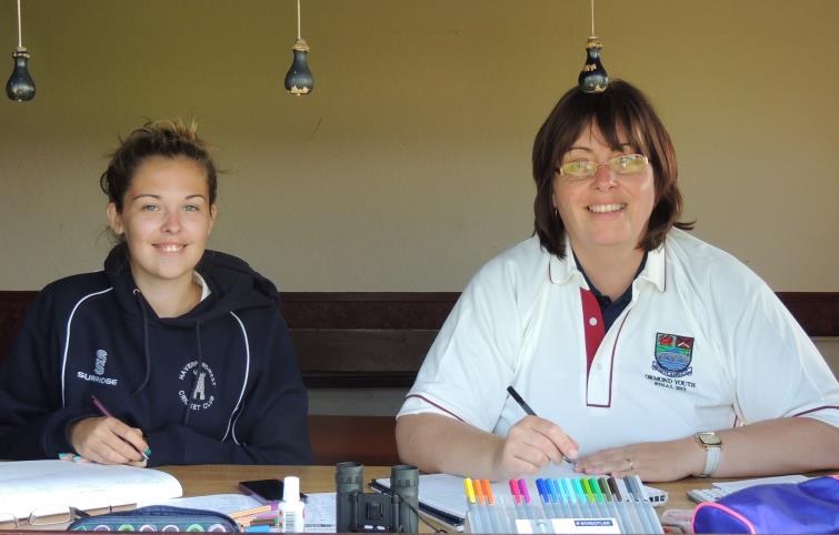 Ann Marie scoring alongside young Haverfordwest scorer Natalie Thomas