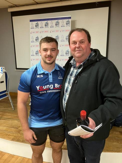 Josh Hamer - man of the match for Narberth with Steve Jenkins of LandH Evans