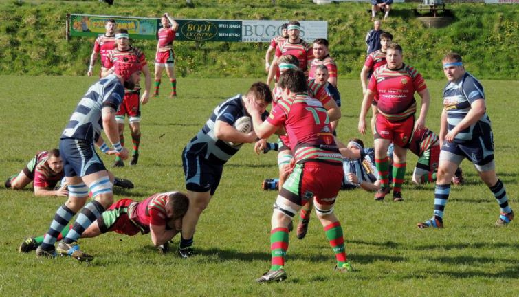 Narberth prop Brad Davies looks for support