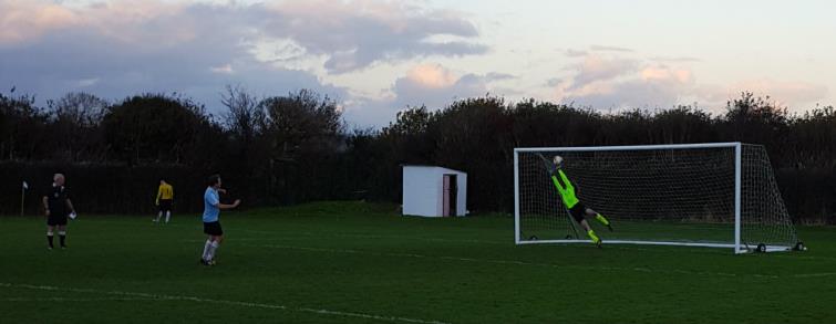 Neyland goalkeeper George Incledon pulls off a brilliant match winning penalty save