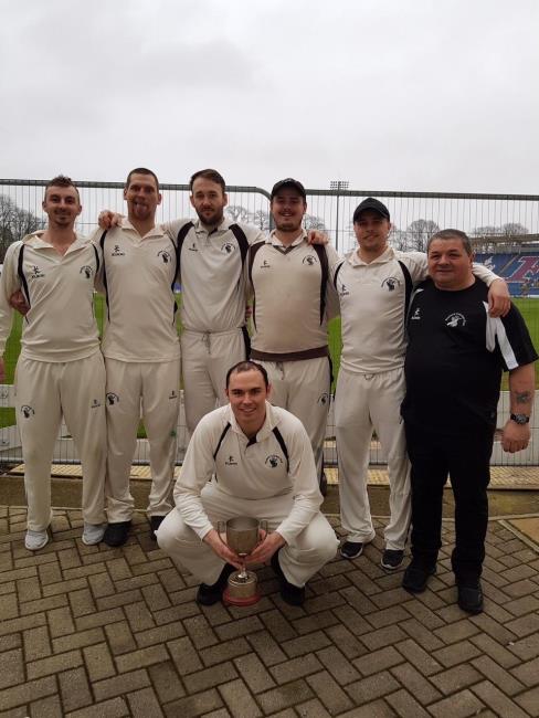 Neyland celebrate with team manager Peter Davies