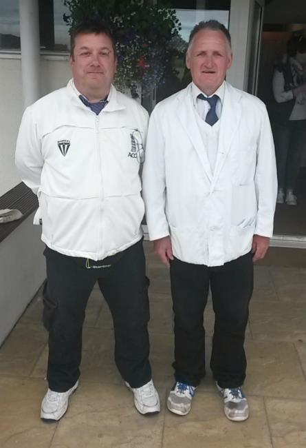 Umpires Neil Croucher and Bob Elliott