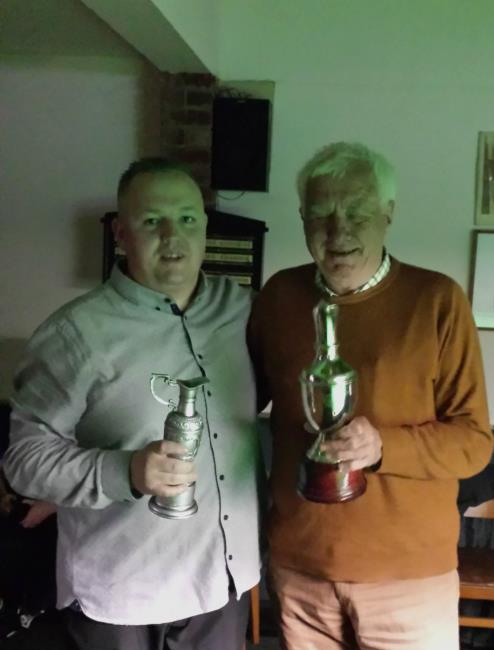 League secretary Malcolm King presents the Frank Richards Trophy to Gareth Aries