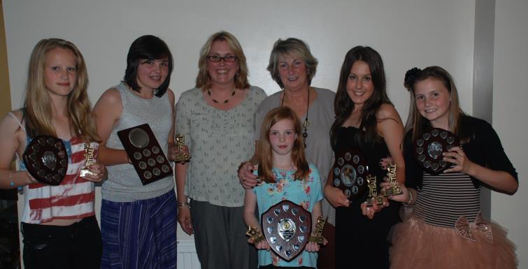 Some of the netball team with Alice Watts and Fay Omnet