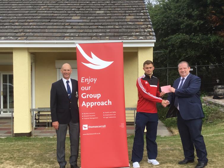 Brian Hawkins presenting the award, with Paul Webb to their left