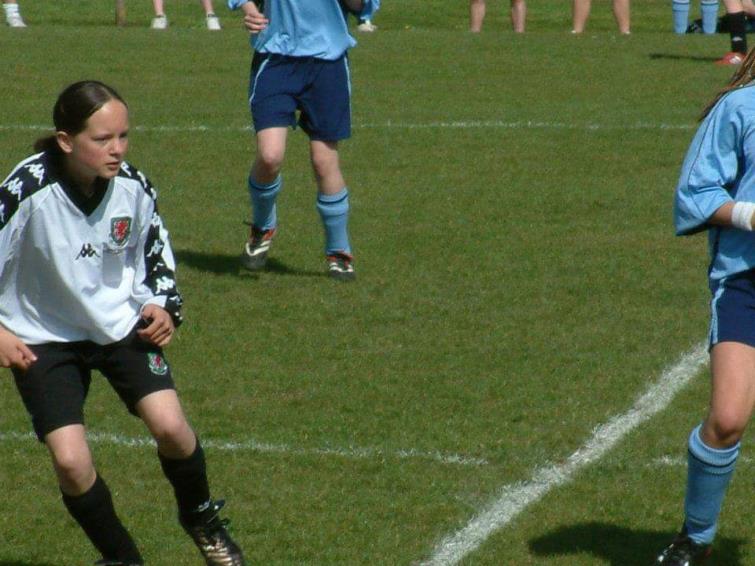 Sarah playing football