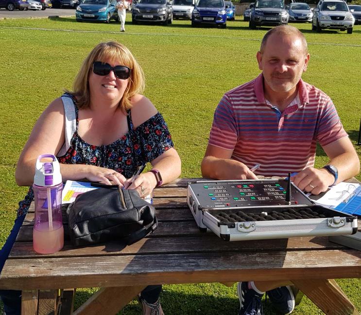 Scorers Becki Badham and Jon  Willington