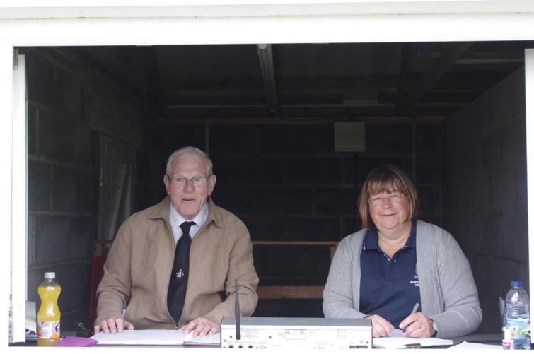 Scorers John Laugharne and Janice Webb