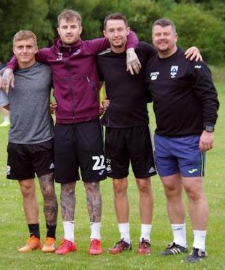 Scott Tancock - with manager Wayne Jones and teammates