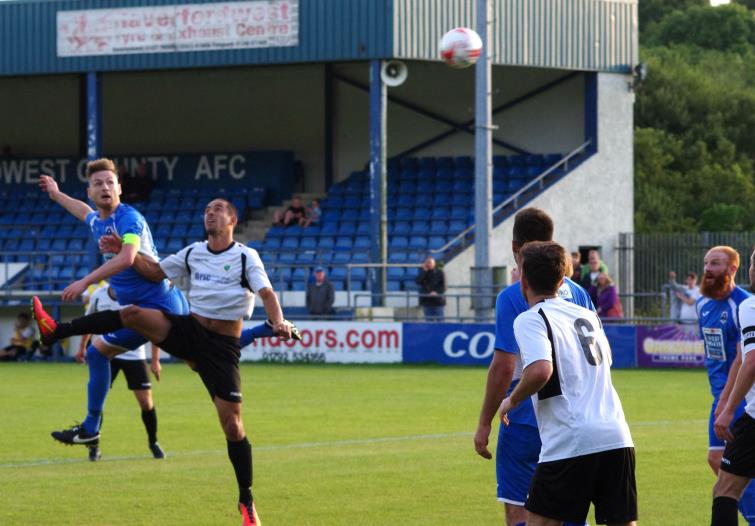 ​Sean Pemberton scores with a header