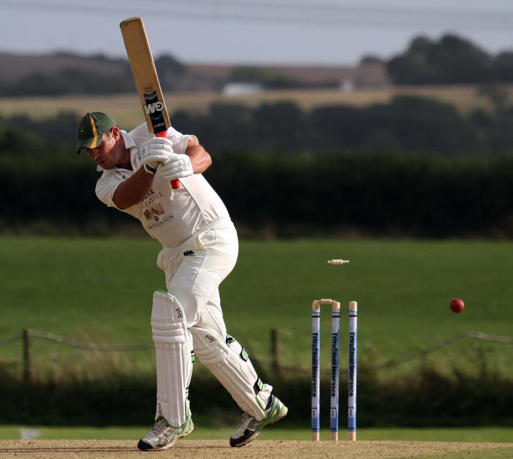 Carew captain Rhys Davies bowls Sessays Simon Mason