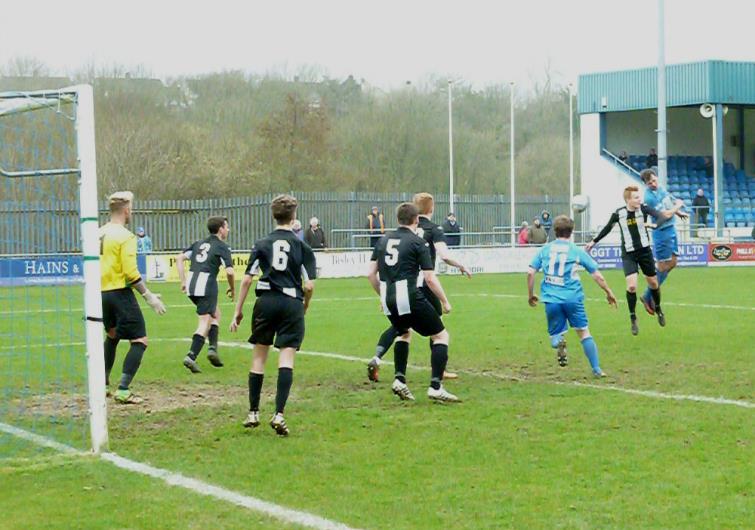 Steff Davies wins this aerial duel
