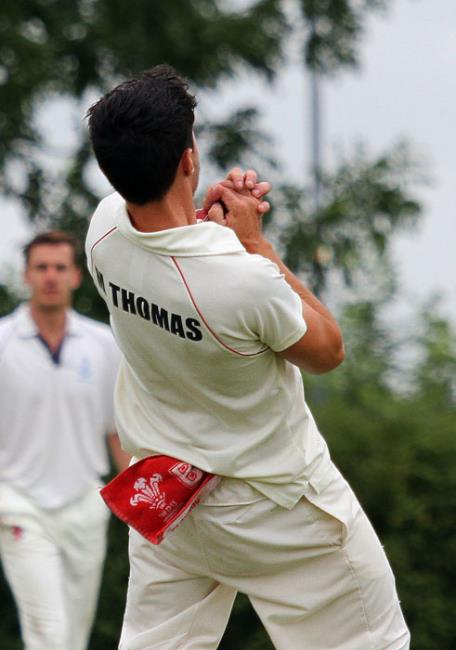Substitute fielder Martin Thomas takes a superb catch to dismiss Haverfordwest danger man Simon Holliday