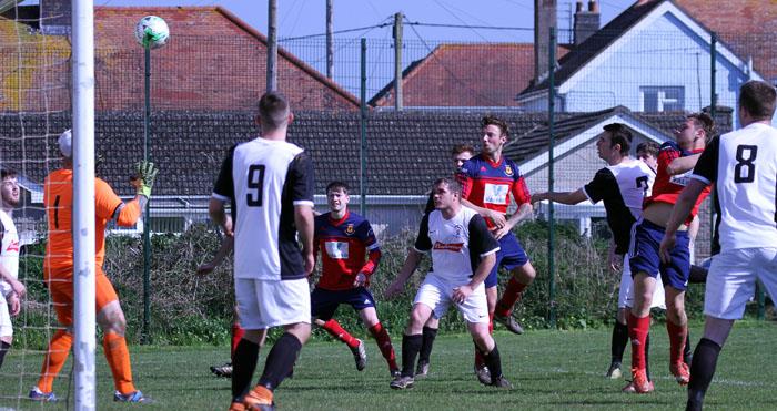 Jordan Richards (second from right) scoring Carews opening goal