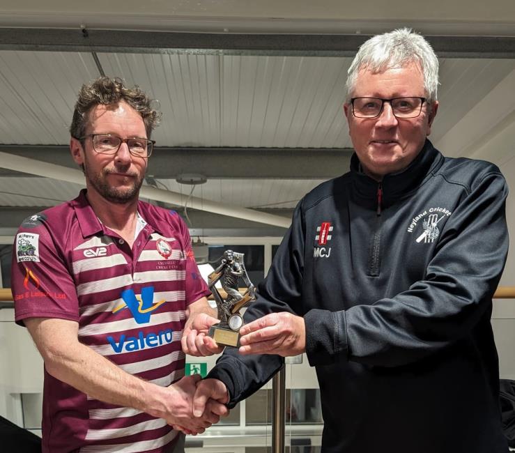 Most wickets winner Tom Rowlands with Martin Jones