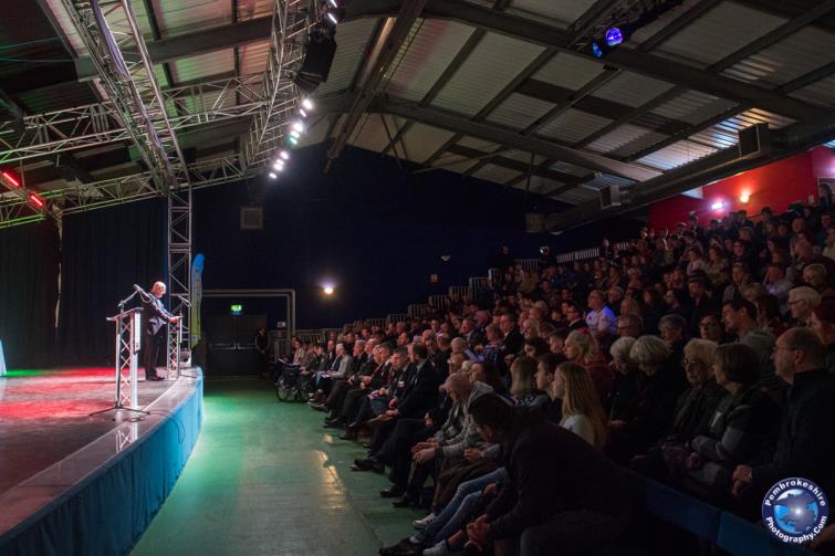 The packed audience