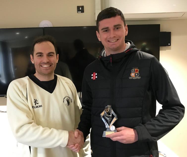 Battiing award winner - Jack Harries (Pembroke) with Patrick Hannon