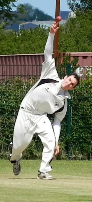 Patrick Hannon on his way to a vital haul of wickets