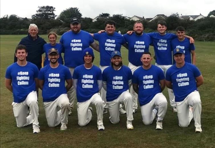 Pembroke Dock wear their tee-shirts in support of Callum Jones, still injured and in hospital