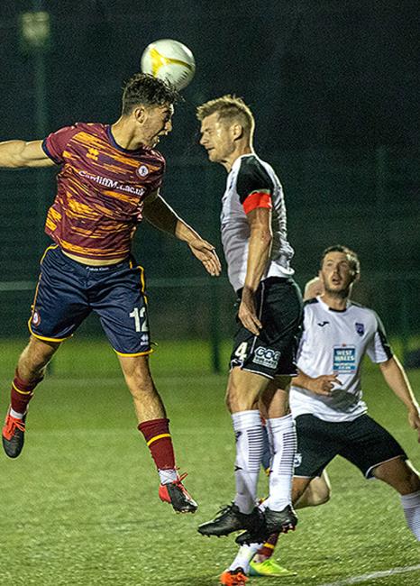 Bluebirds skipper Sean Pemberton wins this aerial battle