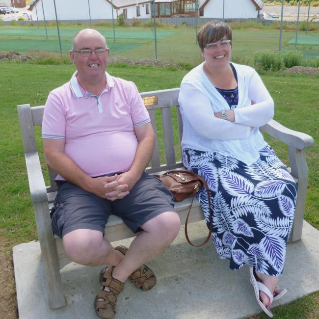 Ann-Marie with partner Rob Benjamin - for once watching rather than scoring!