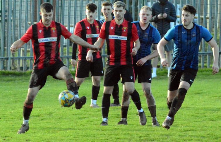 Dead ball specialist Rhys Jones bagged two goals for impressive Goodwick at Hakin