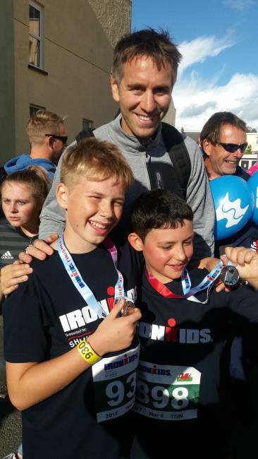Rhys Kennard with former Wales rugby player Ryan Jone