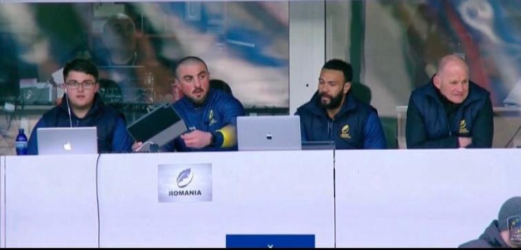 With the Romanian coaches for their game against Georgia