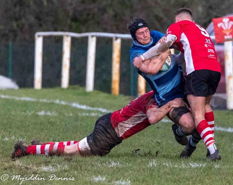 Skipper Tom Powell - in the thick of things for Narberth (Myrddin Dennis)