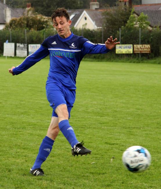 Tony Evans scored four goals for Narberth who defeated Milford United at Jesse Road